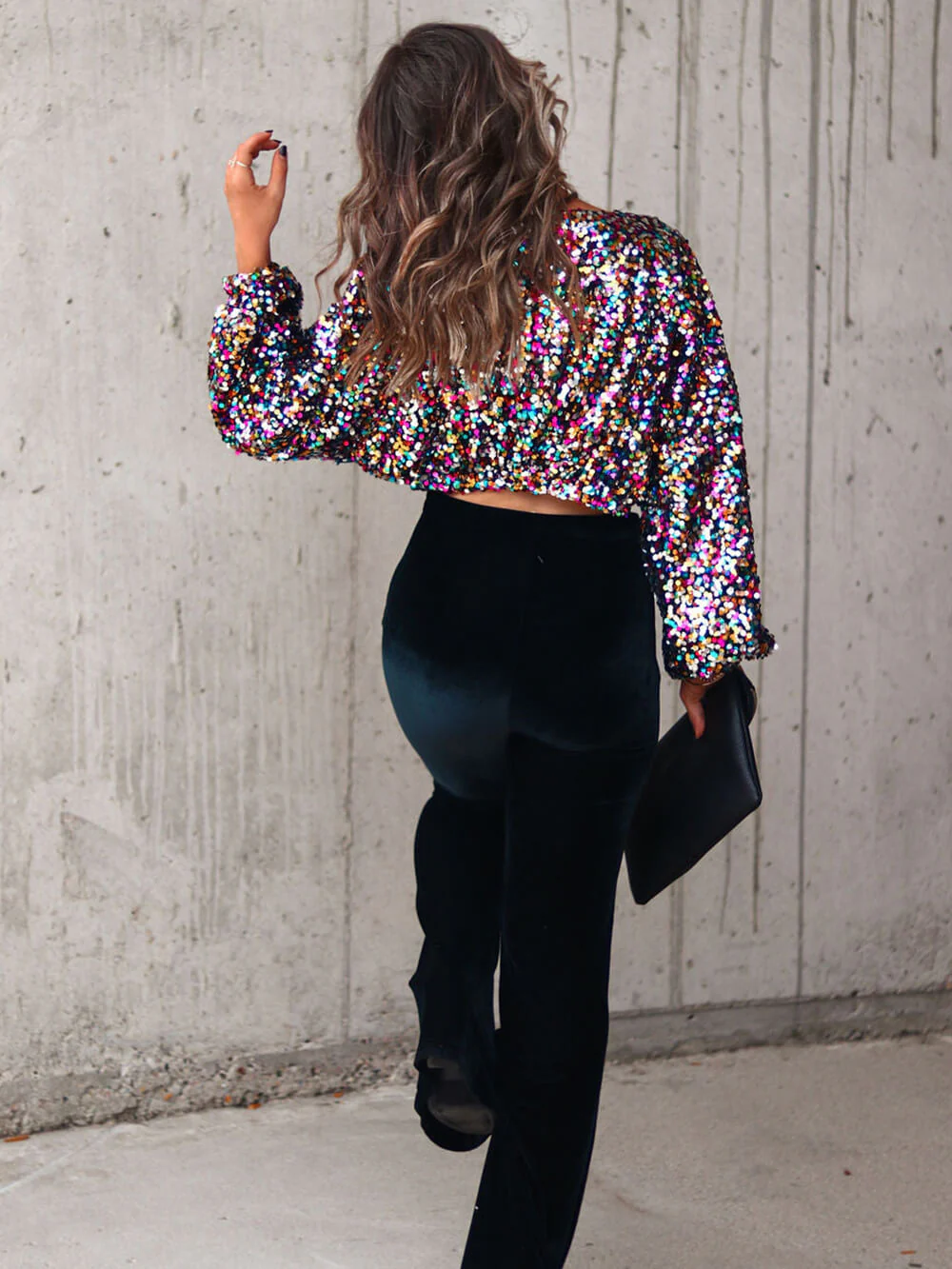 Always A Celebration Sequin Crop Top - Image 4