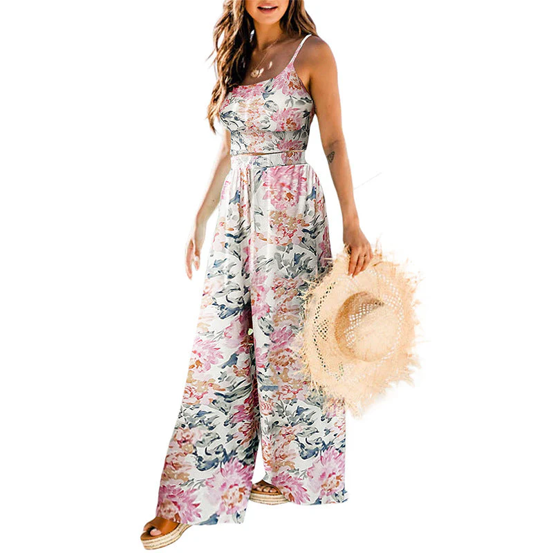 Boho Floral Two Piece Pant Sets In Turquoise - Image 9