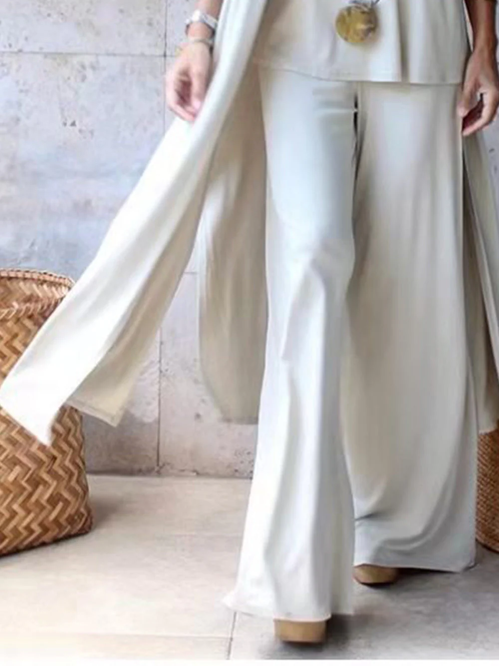 Cardigan Coat Sling Top Wide Leg Pants 3Pcs Set - Image 5