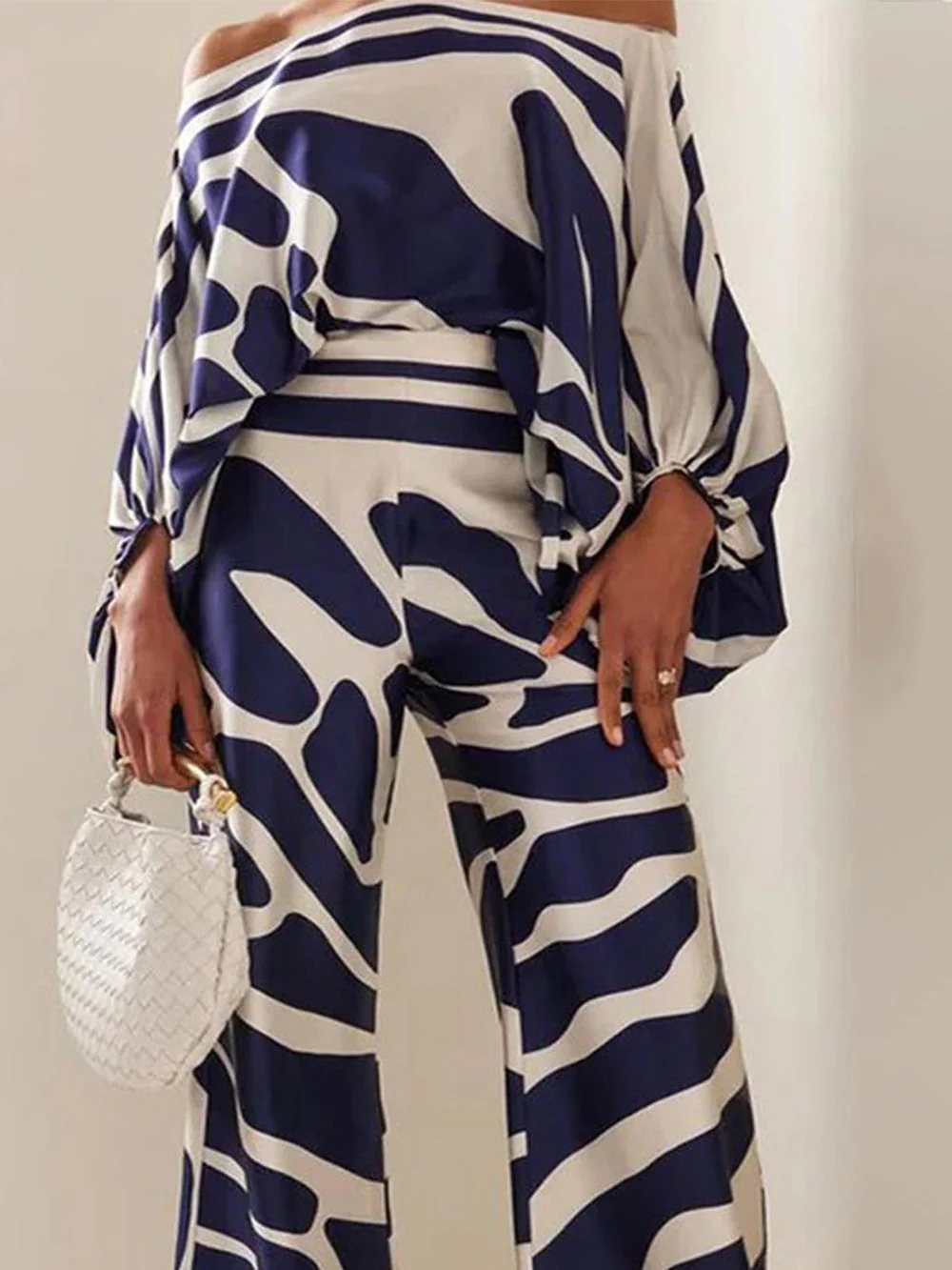 Satin Hot Off-Shoulder Top Pants Set - Image 5