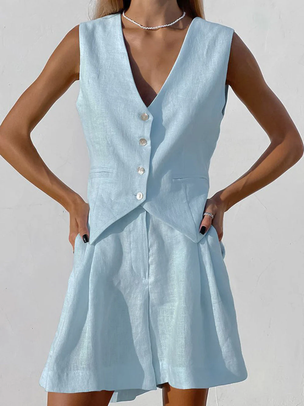 Paros Cover Up Two Piece Shorts Set - Image 8