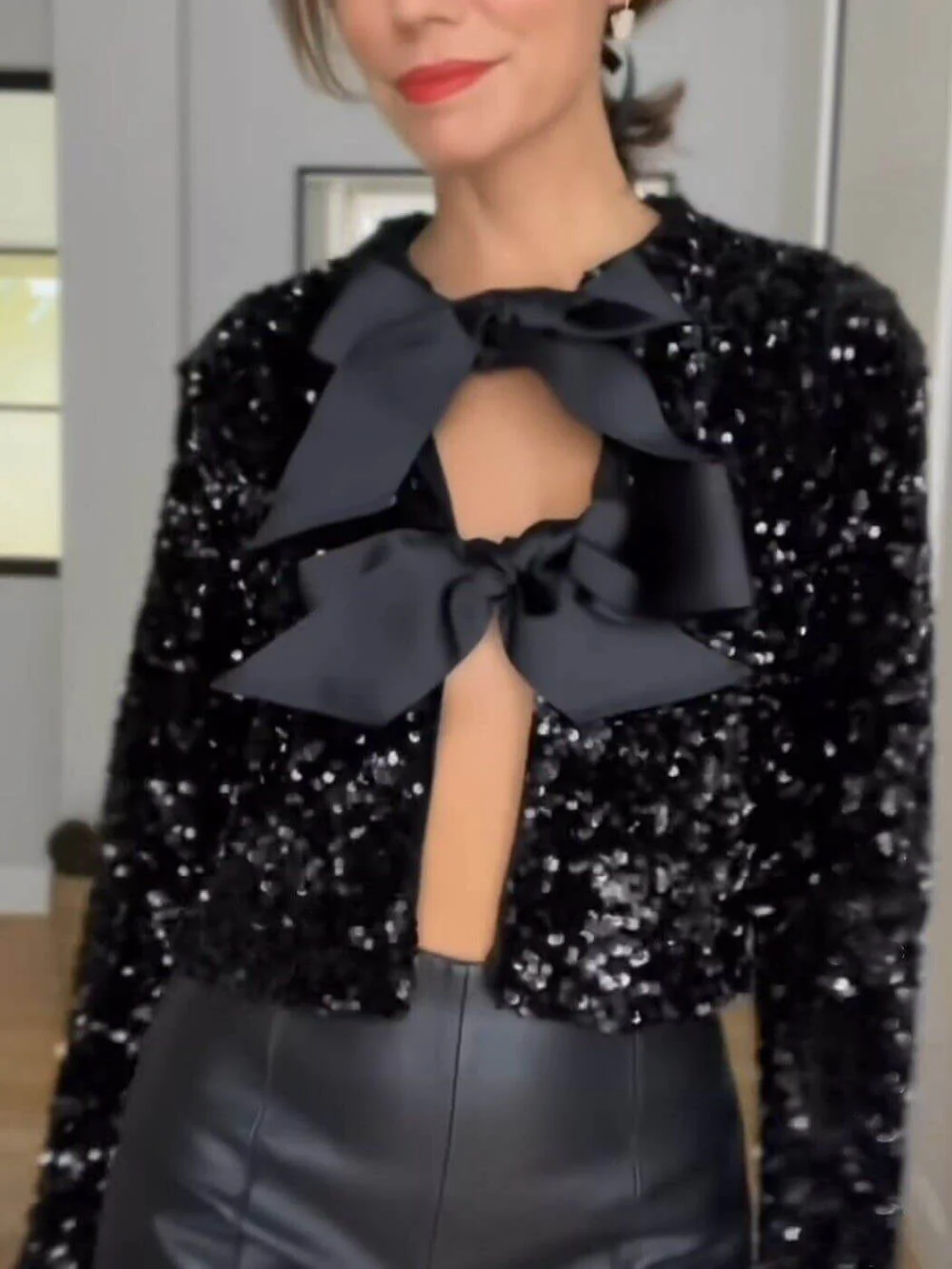 Tie-front Sequined Jacket - Image 5