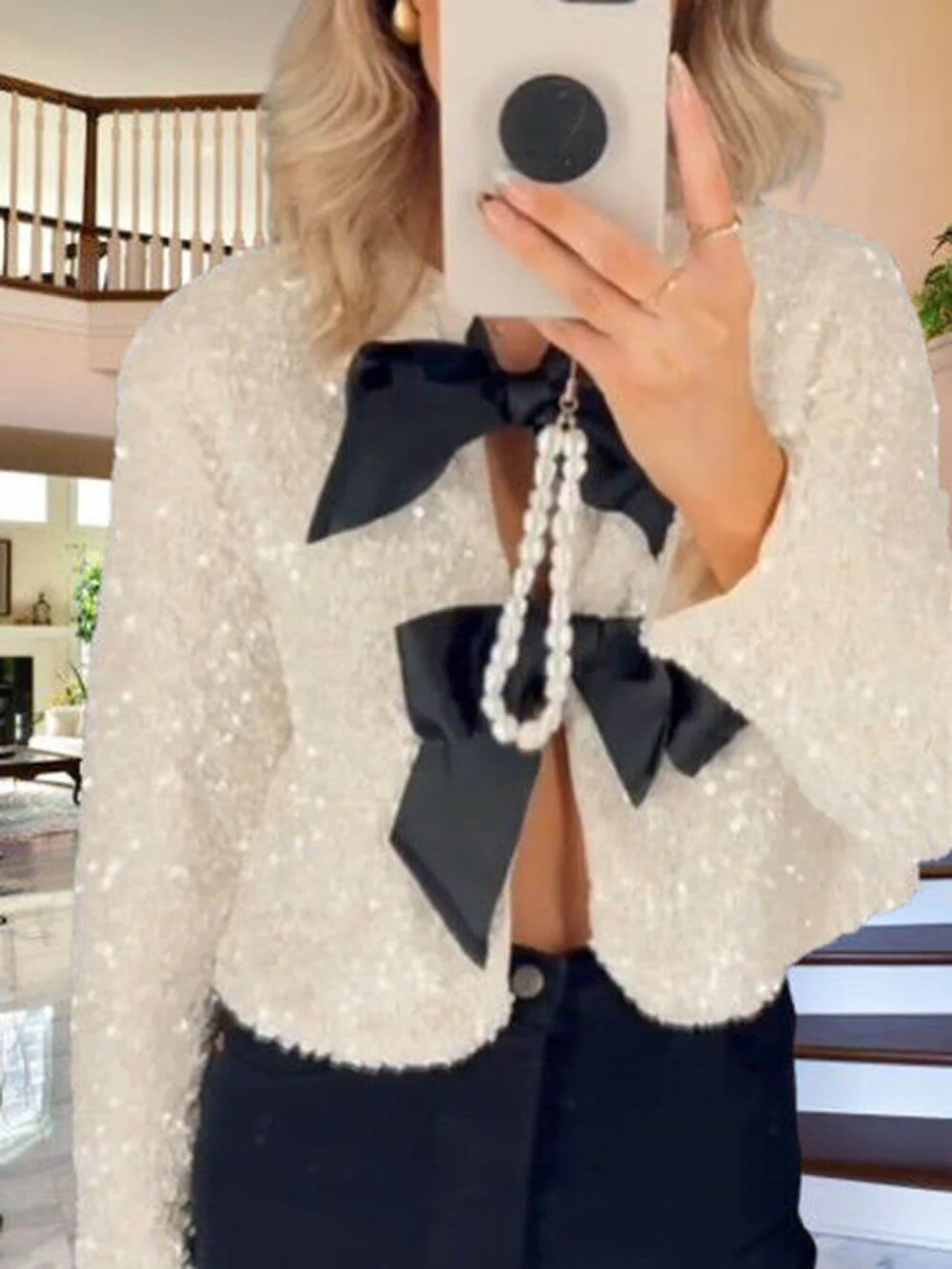 Tie-front Sequined Jacket - Image 6