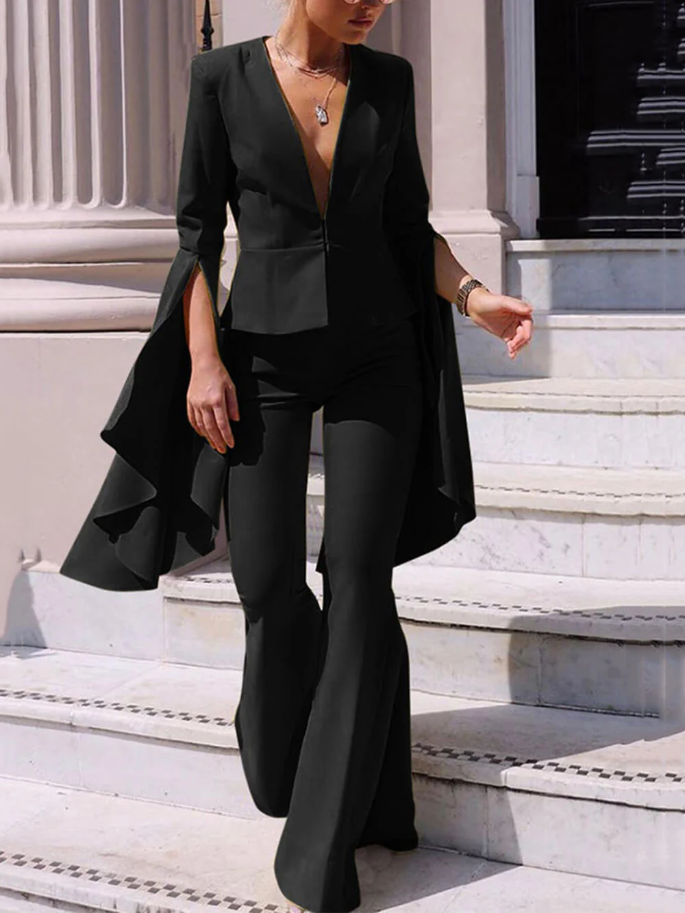 Two Piece Suit Flared Pants - Image 3