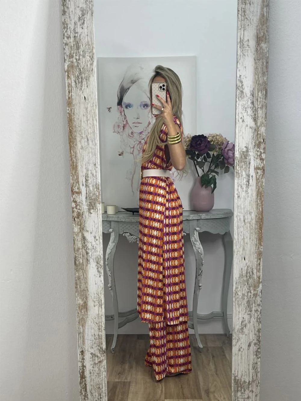 Vintage Check Flared Pants Suit - Image 10